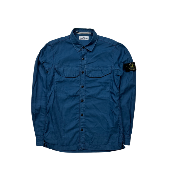 Stone Island Blue Cotton Buttoned Shirt - Small