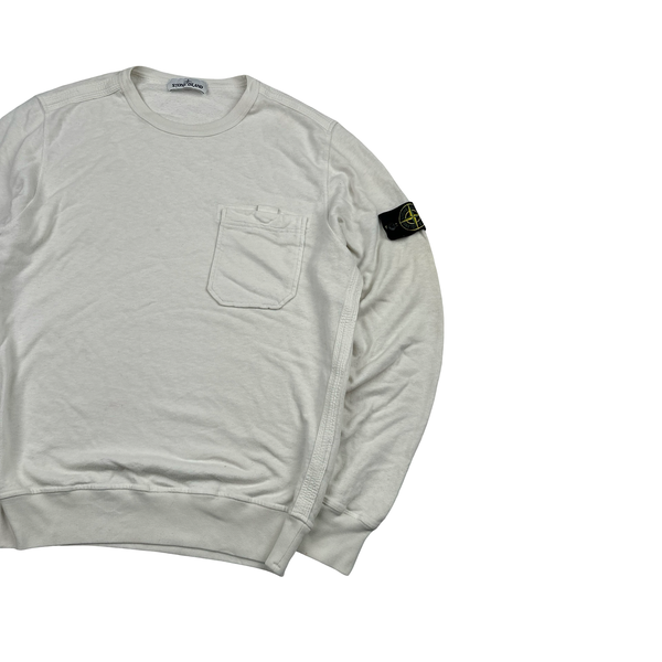 Stone Island 2020 Off White Cotton Crewneck Sweatshirt - Medium