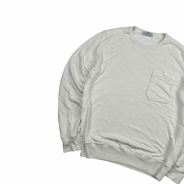 Stone Island 2020 Off White Cotton Crewneck Sweatshirt - Medium