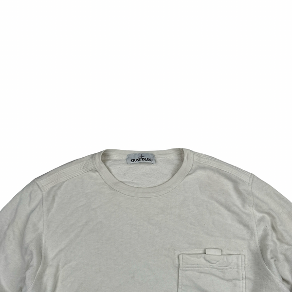 Stone Island 2020 Off White Cotton Crewneck Sweatshirt - Medium