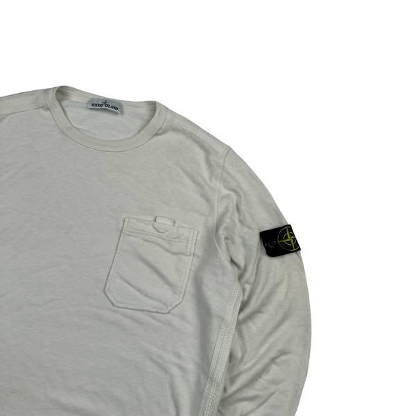 Stone Island 2020 Off White Cotton Crewneck Sweatshirt - Medium