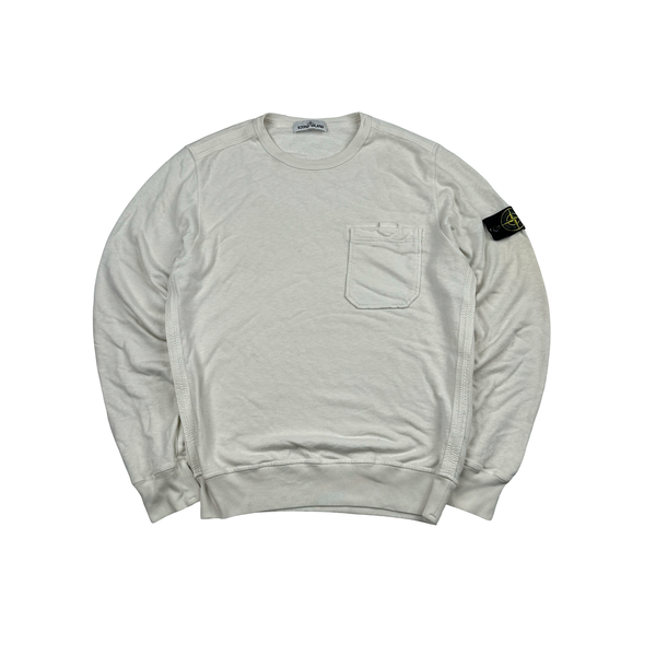 Stone Island 2020 Off White Cotton Crewneck Sweatshirt - Medium