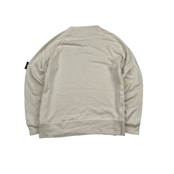 Stone Island Cream Cotton Crewneck Sweatshirt - Medium