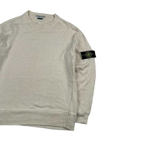 Stone Island Cream Cotton Crewneck Sweatshirt - Medium