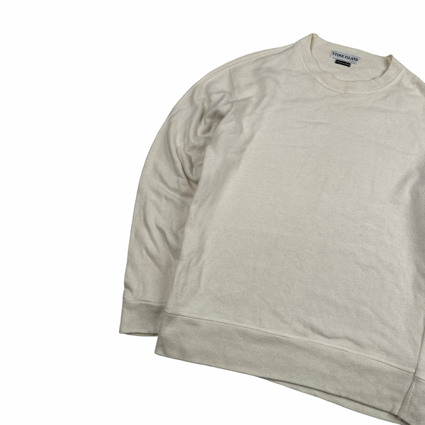Stone Island Cream Cotton Crewneck Sweatshirt - Medium