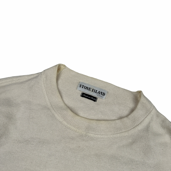 Stone Island Cream Cotton Crewneck Sweatshirt - Medium