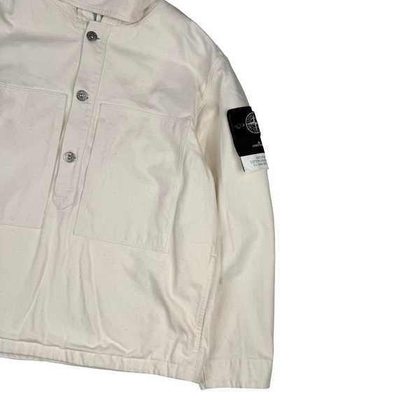 Stone Island 2025 "Raw Beauty" Natural Cotton Gabardine Pull Over - Large
