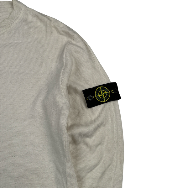 Stone Island Cream Cotton Crewneck Sweatshirt - Medium