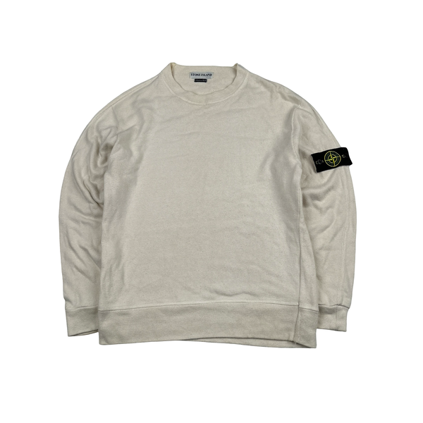 Stone Island Cream Cotton Crewneck Sweatshirt - Medium