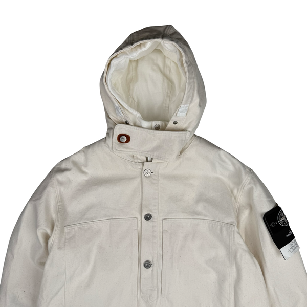 Stone Island 2025 "Raw Beauty" Natural Cotton Gabardine Pull Over - Large