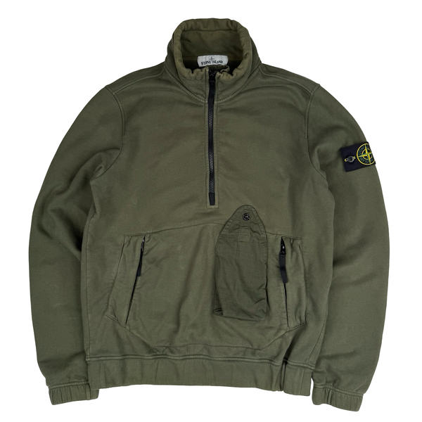 Stone Island 2020 Half Zipped Dark Green Pullover Jumper - Small
