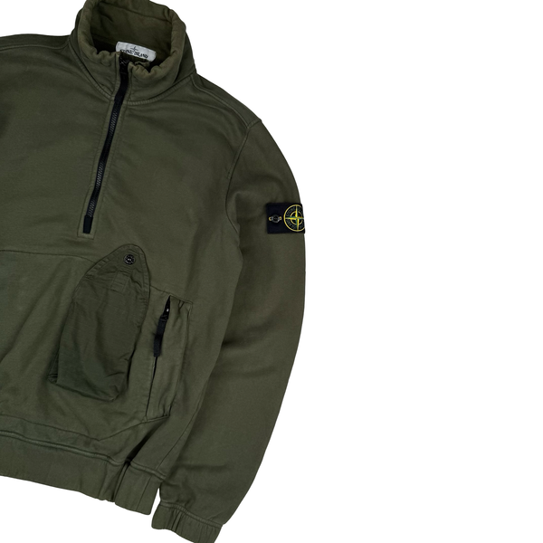 Stone Island 2020 Half Zipped Dark Green Pullover Jumper - Small