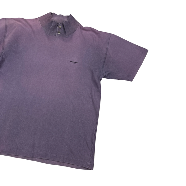 Stone Island 80's Marina Spellout Vintage Purple Cotton Polo Shirt - Large