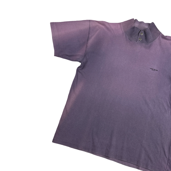 Stone Island 80's Marina Spellout Vintage Purple Cotton Polo Shirt - Large