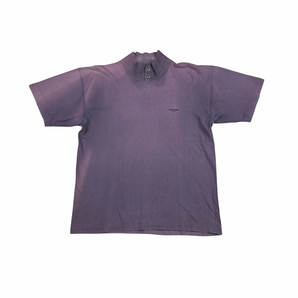 Stone Island 80's Marina Spellout Vintage Purple Cotton Polo Shirt - Large