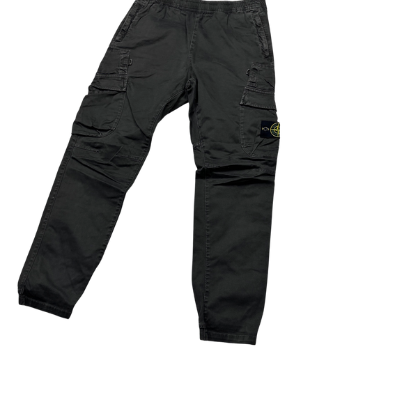 Stone Island 2018 Charcoal Grey Thick Cotton RE T Cargo Trousers - 33"