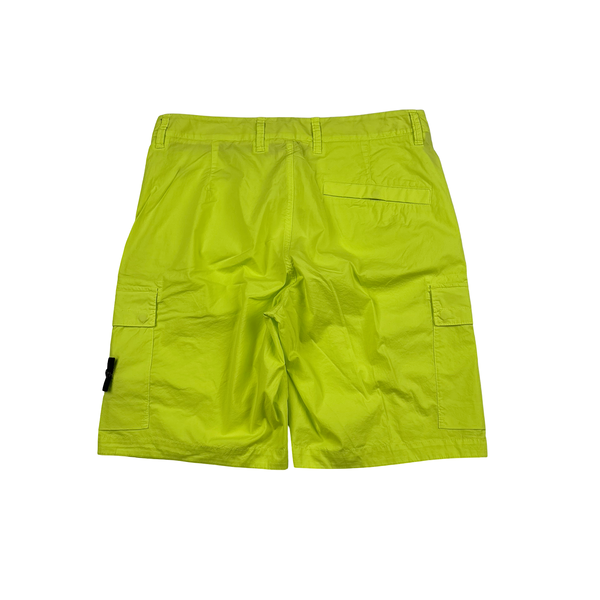 Stone Island 2016 Neon Yellow Cotton Cargo Shorts - 31"