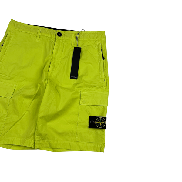 Stone Island 2016 Neon Yellow Cotton Cargo Shorts - 31"