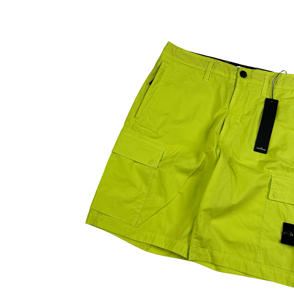 Stone Island 2016 Neon Yellow Cotton Cargo Shorts - 31"