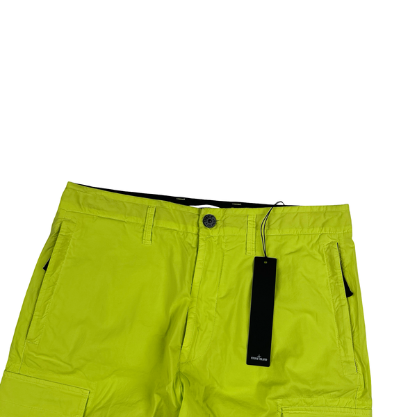 Stone Island 2016 Neon Yellow Cotton Cargo Shorts - 31"