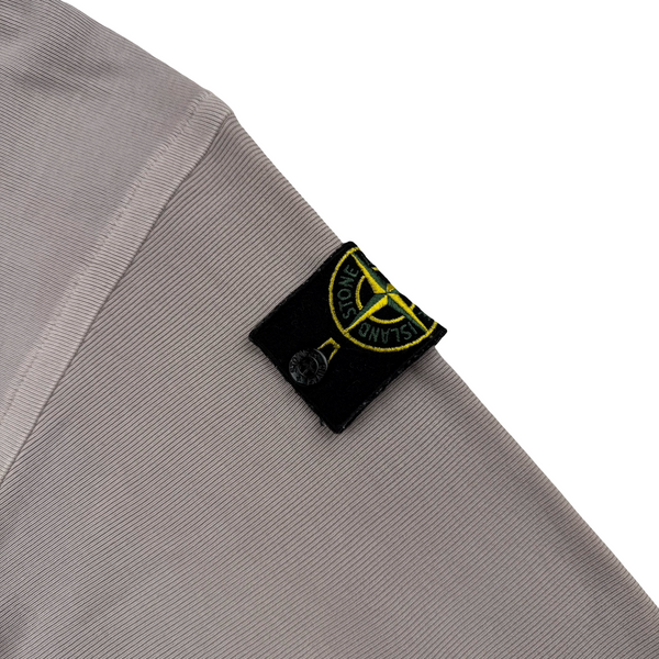 Stone Island Light Taupe Mock Neck Ribbed Cotton Pullover - Medium