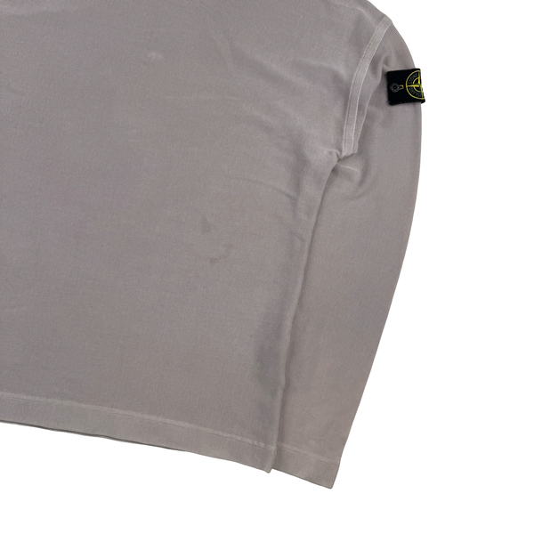 Stone Island Light Taupe Mock Neck Ribbed Cotton Pullover - Medium