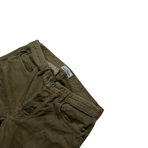 Stone Island 2013 Khaki Slim Fit Stretch Cotton Trousers - 32"