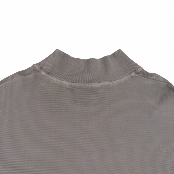 Stone Island Light Taupe Mock Neck Ribbed Cotton Pullover - Medium