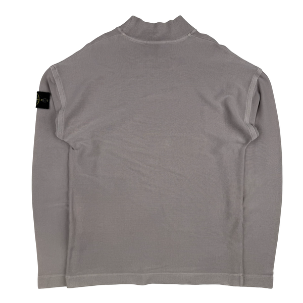 Stone Island Light Taupe Mock Neck Ribbed Cotton Pullover - Medium