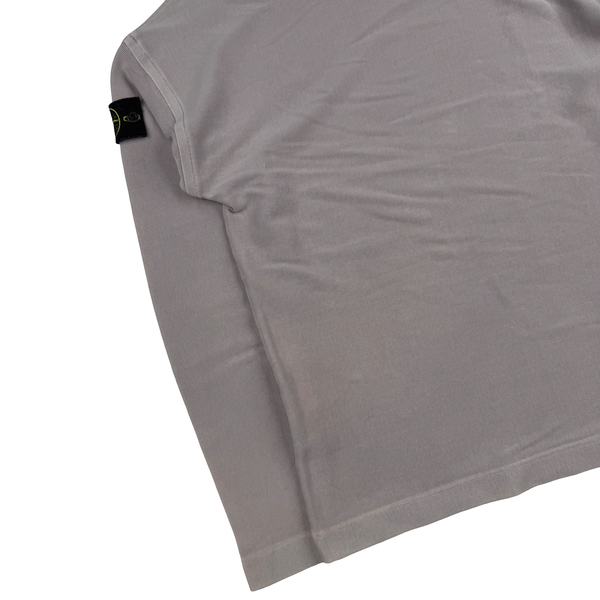 Stone Island Light Taupe Mock Neck Ribbed Cotton Pullover - Medium