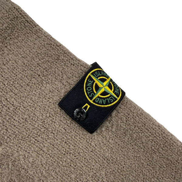 Stone Island 2018 Brown Soft Chenille Wool Blend Mock Neck Jumper - Small