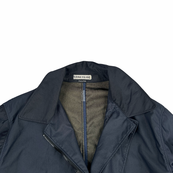 Stone Island 1995 Navy Nylam Vintage Long Jacket - Large