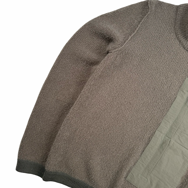 Stone Island 2018 Brown Soft Chenille Wool Blend Mock Neck Jumper - Small