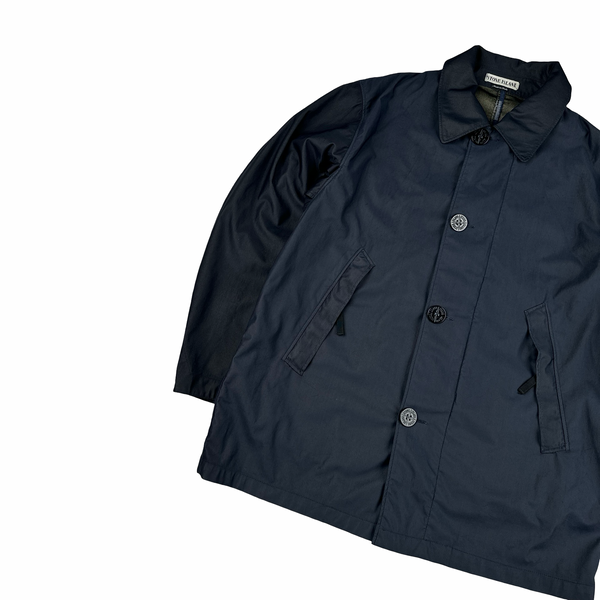 Stone Island 1995 Navy Nylam Vintage Long Jacket - Large
