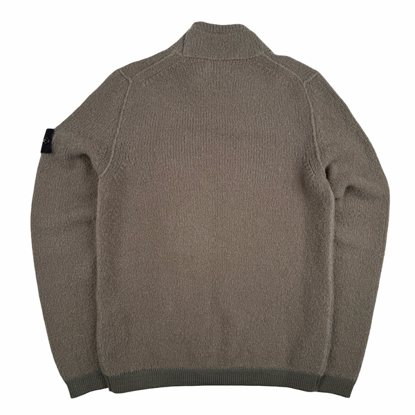 Stone Island 2018 Brown Soft Chenille Wool Blend Mock Neck Jumper - Small