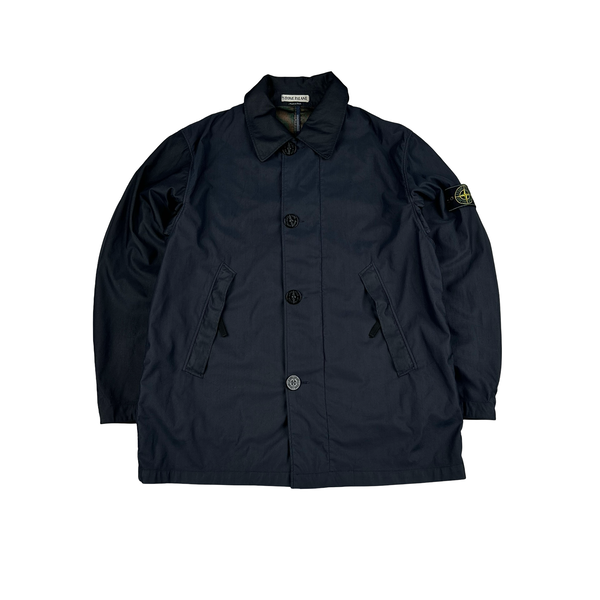 Stone Island 1995 Navy Nylam Vintage Long Jacket - Large