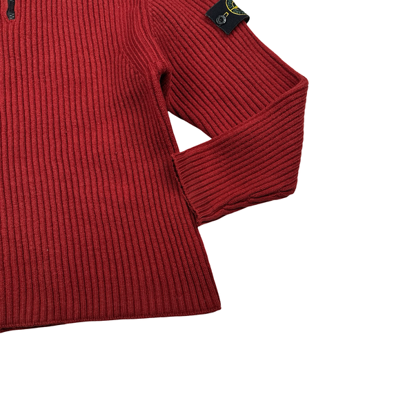 Stone Island AW/2001 Thick Wool Knit Quarter Zip Jumper - Small