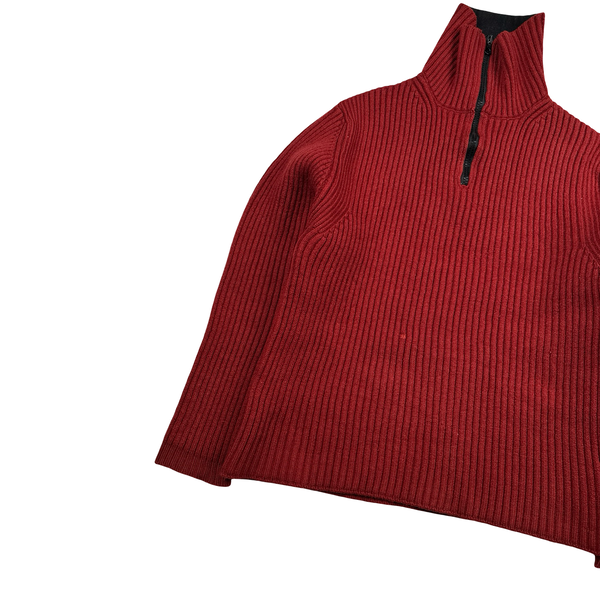 Stone Island AW/2001 Thick Wool Knit Quarter Zip Jumper - Small