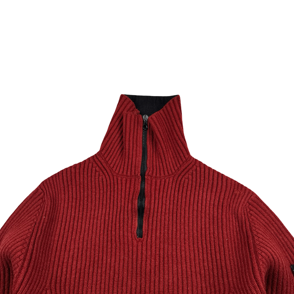 Stone Island AW/2001 Thick Wool Knit Quarter Zip Jumper - Small