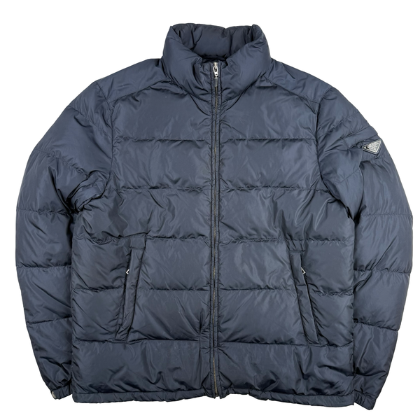 Prada Navy Nylon Resin Coated Down Filled Puffer Jacket - Large (50)