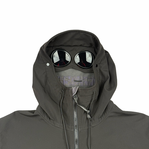 CP Company Black Soft Shell Goggle Hooded Zipped Jacket - 3XL (58)
