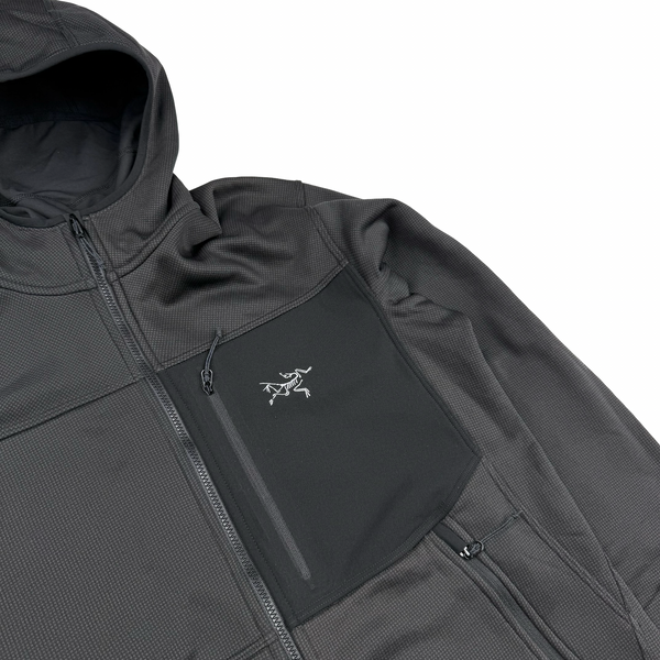 Arcteryx Charcoal Pixel Balaclava Full Zip Fleece Lined Hoodie - Small