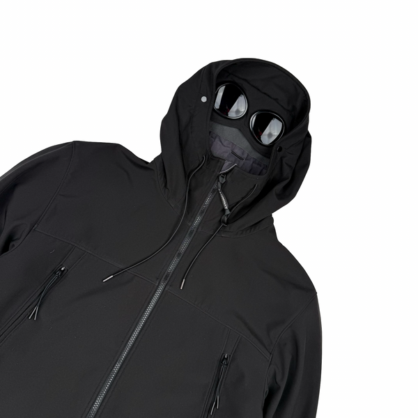 CP Company Black Soft Shell Goggle Hooded Zipped Jacket - 3XL (58)