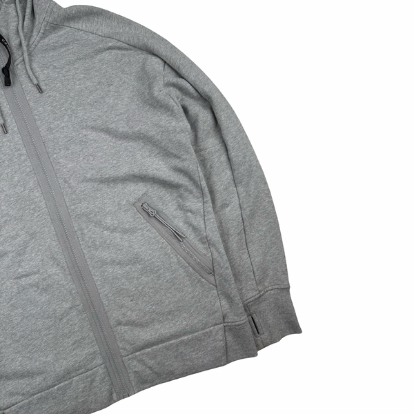 CP Company Grey Cotton Full Zip Goggle Hoodie - Medium