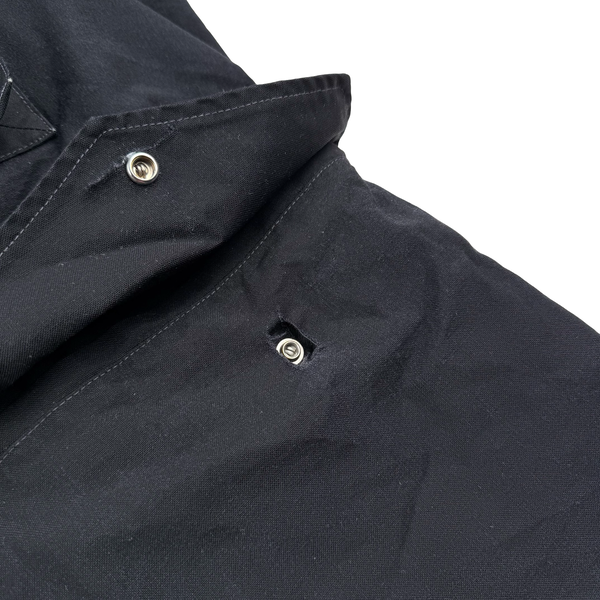 Stone Island 2000 Black Nylon Wool Laminated Dutch Rope Lined Jacket - Large