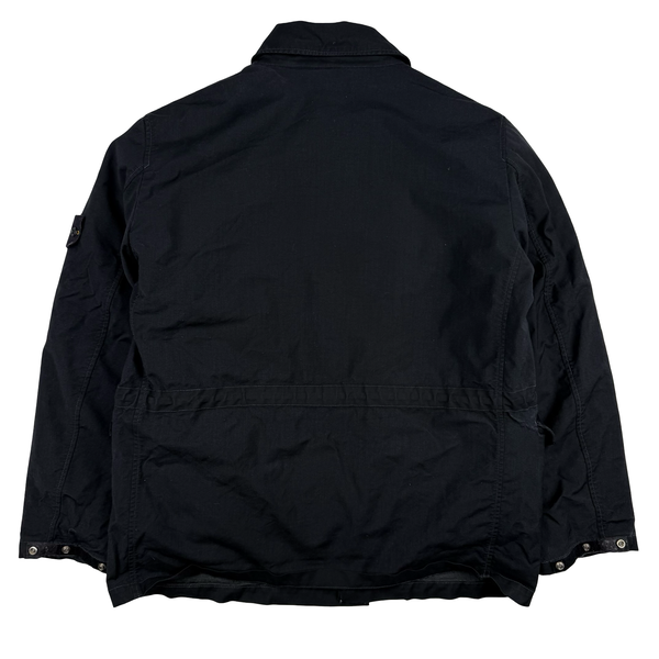 Stone Island 2000 Black Nylon Wool Laminated Dutch Rope Lined Jacket - Large