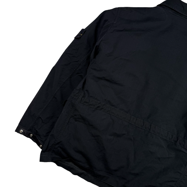 Stone Island 2000 Black Nylon Wool Laminated Dutch Rope Lined Jacket - Large