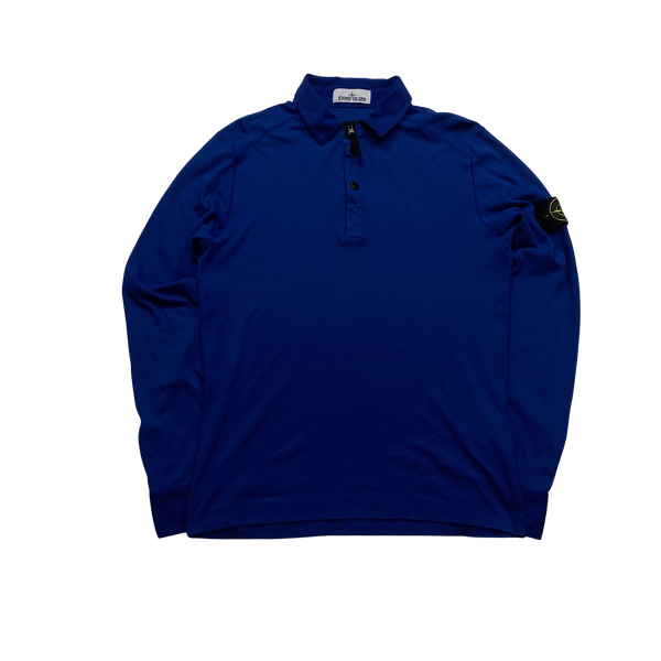 Stone Island Blue Collared Cotton Lightweight Sweatshirt - Medium
