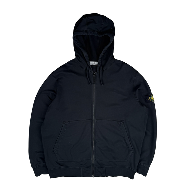 Stone Island 2023 Black Cotton Zipped Hoodie - 3XL