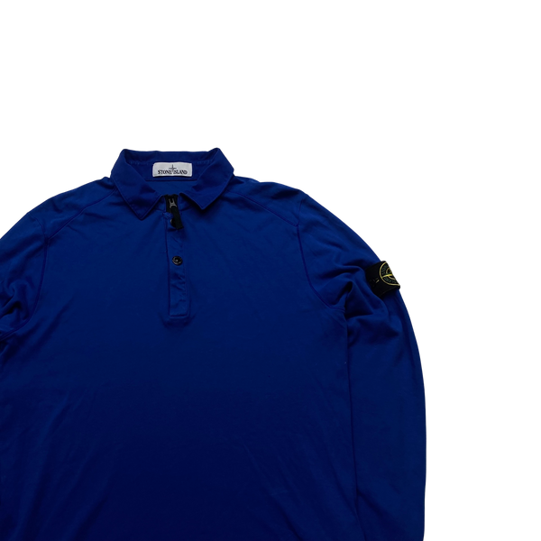 Stone Island Blue Collared Cotton Lightweight Sweatshirt - Medium